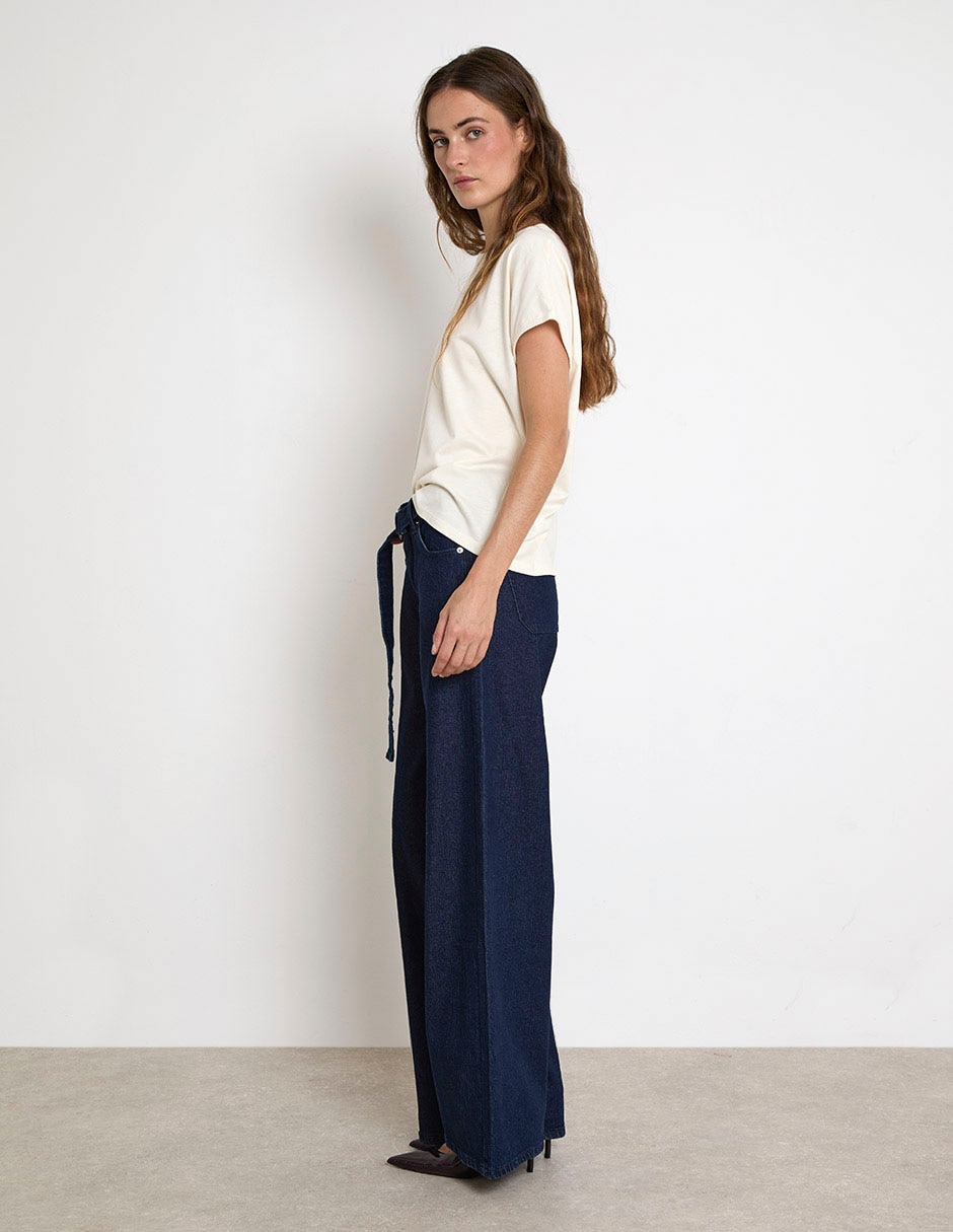 Jeans wide leg cintura alta para mujer 4