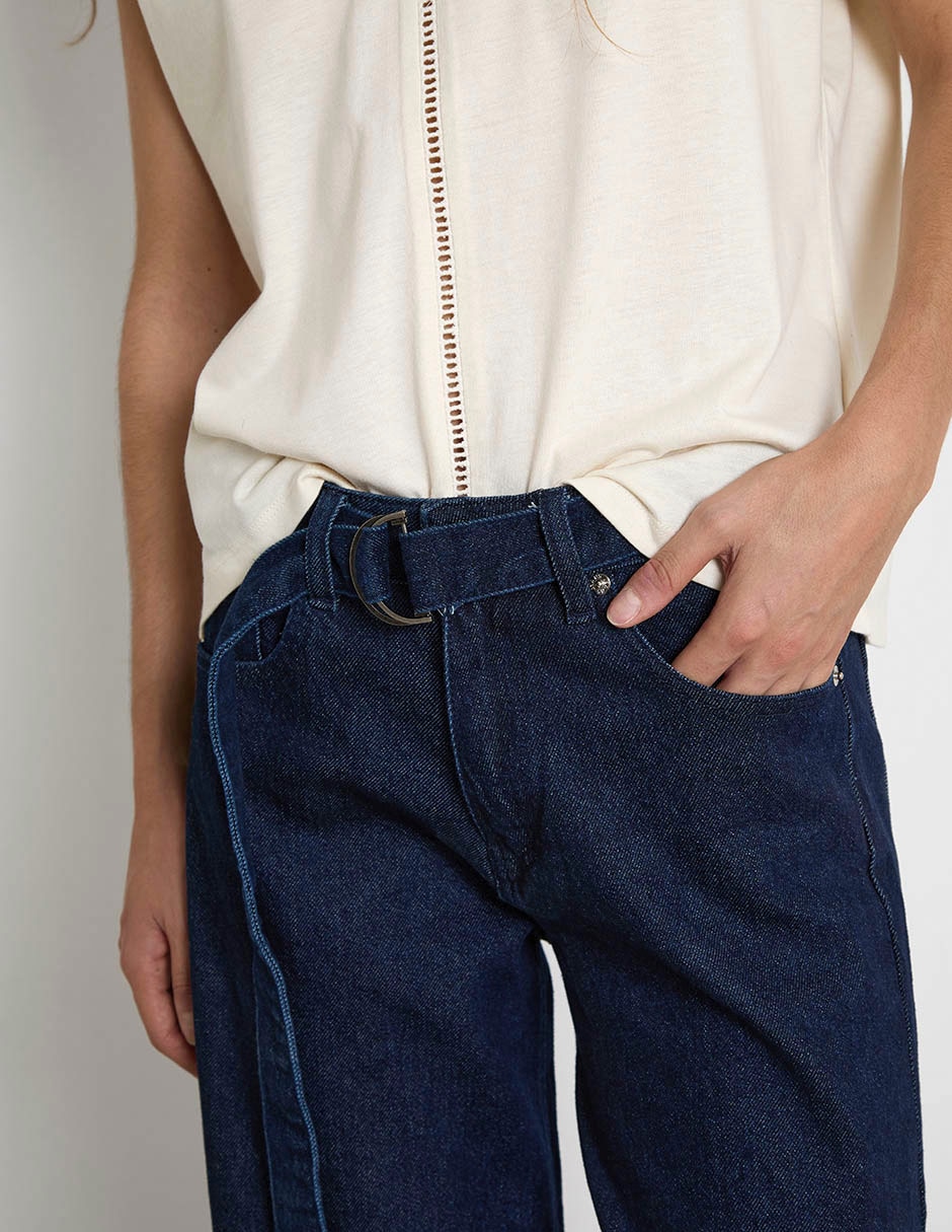 Jeans wide leg cintura alta para mujer 6
