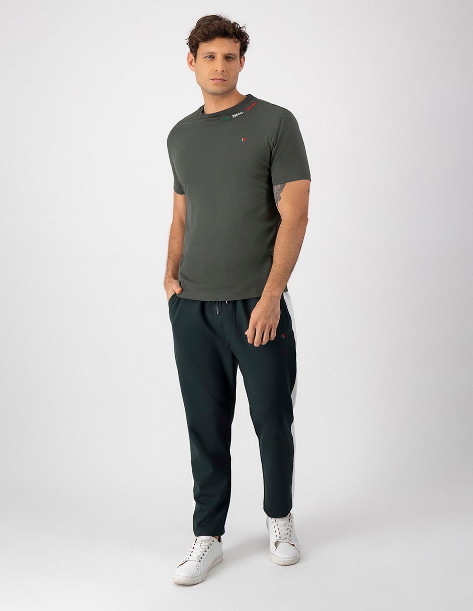 Pantalón Casual Regular Regular Calderoni De Poliéster, Viscosa Y Spandex Para Hombre