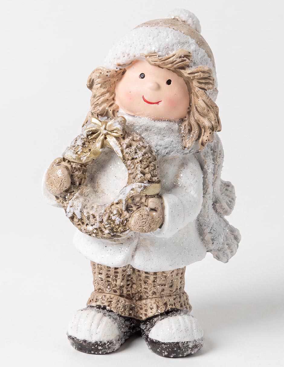 Figura decorativa navideña de niña de cerámica 1