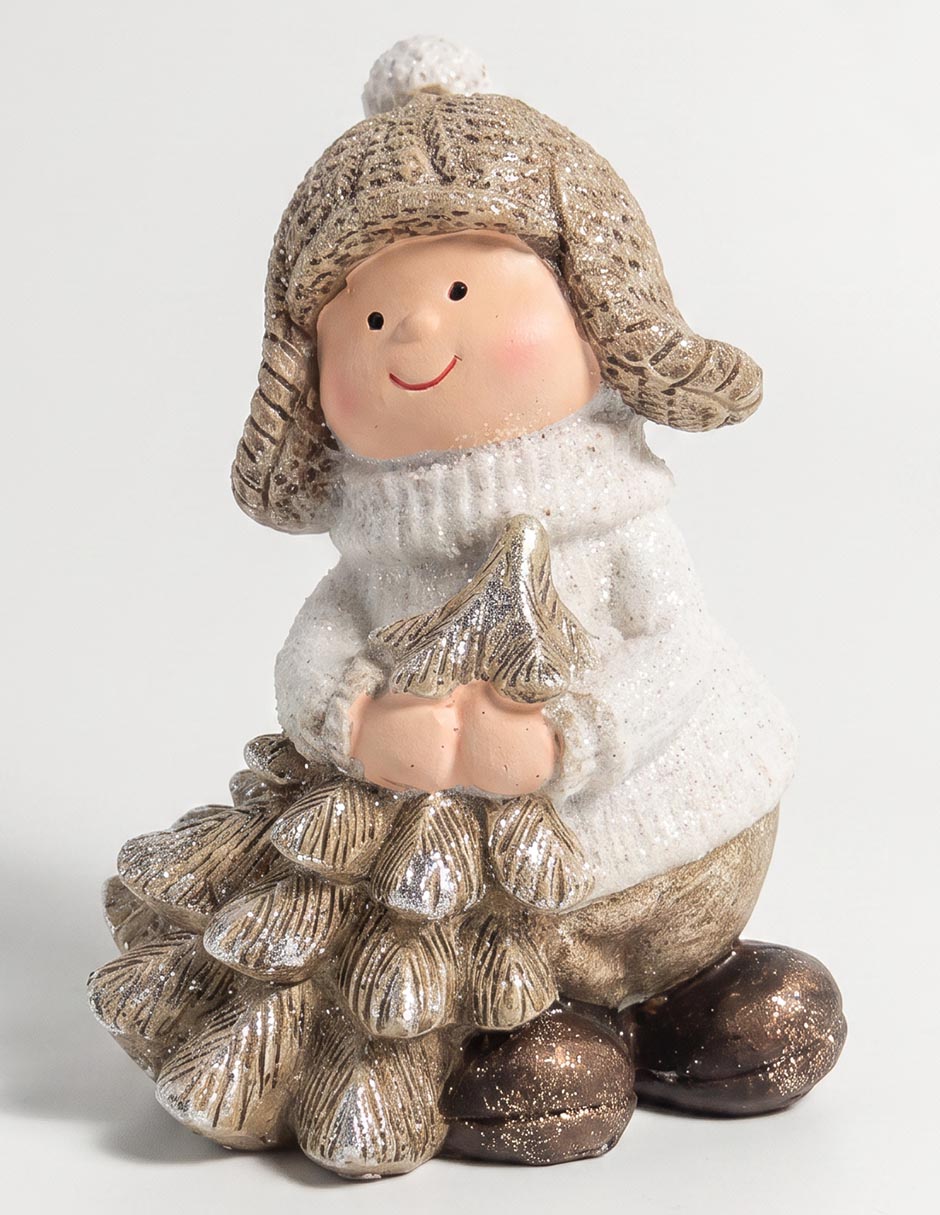 Figura decorativa navideña de niño de cerámica 1