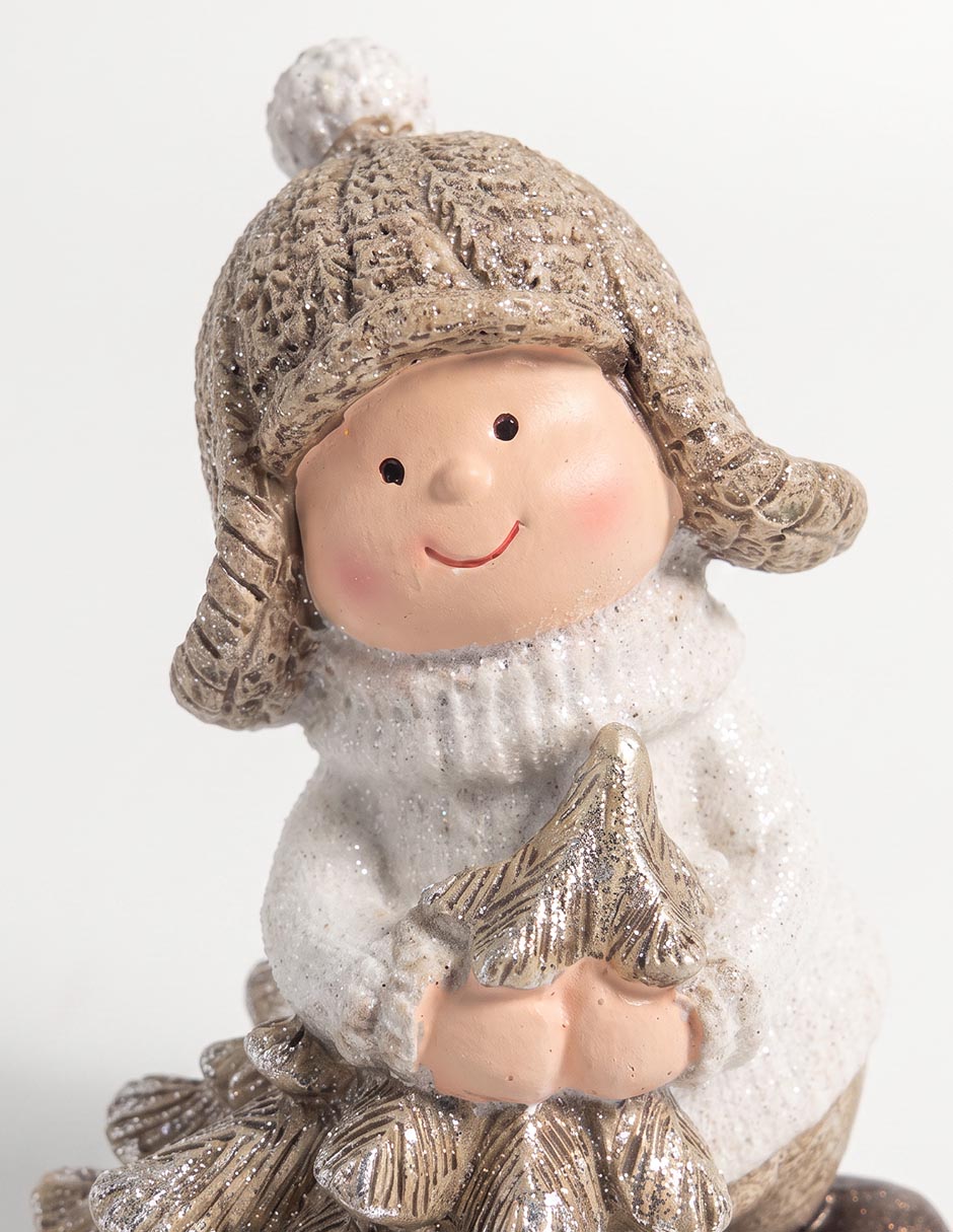 Figura decorativa navideña de niño de cerámica