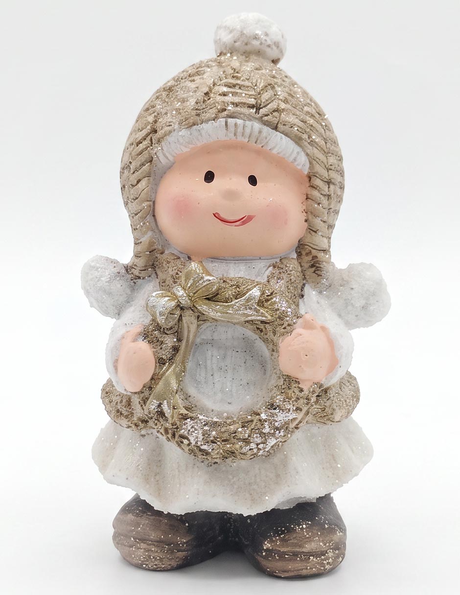 Figura decorativa navideña de niña de cerámica 1