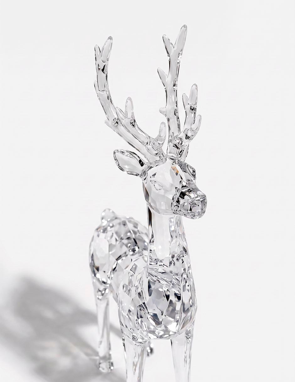 Figura decorativa navideña de reno de cristal 3