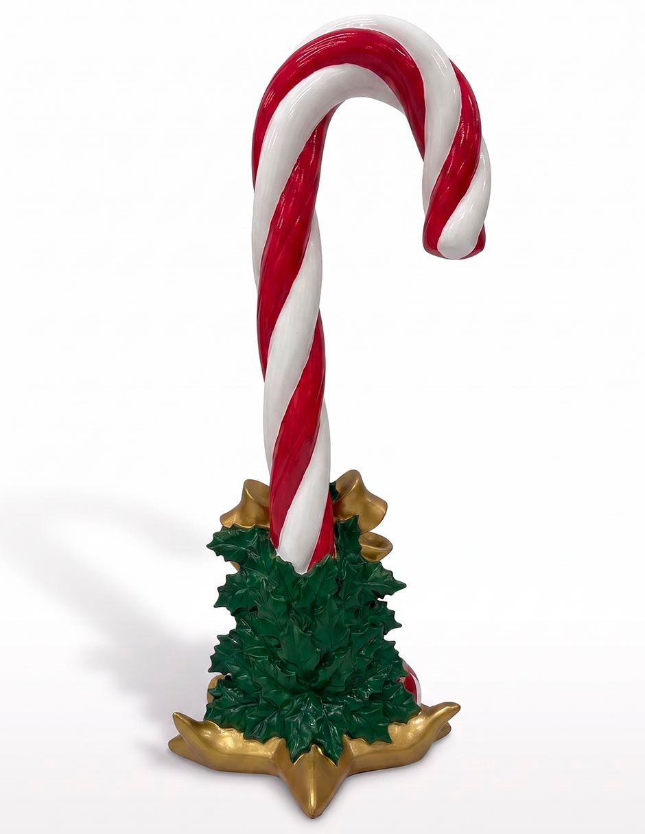 Figura decorativa navideña de bastón Christmas Spirit de cerámica