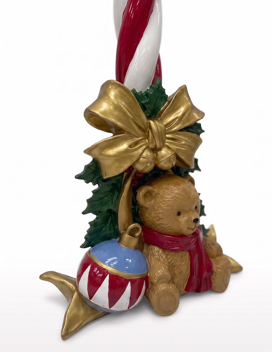 Figura decorativa navideña de bastón Christmas Spirit de cerámica 3