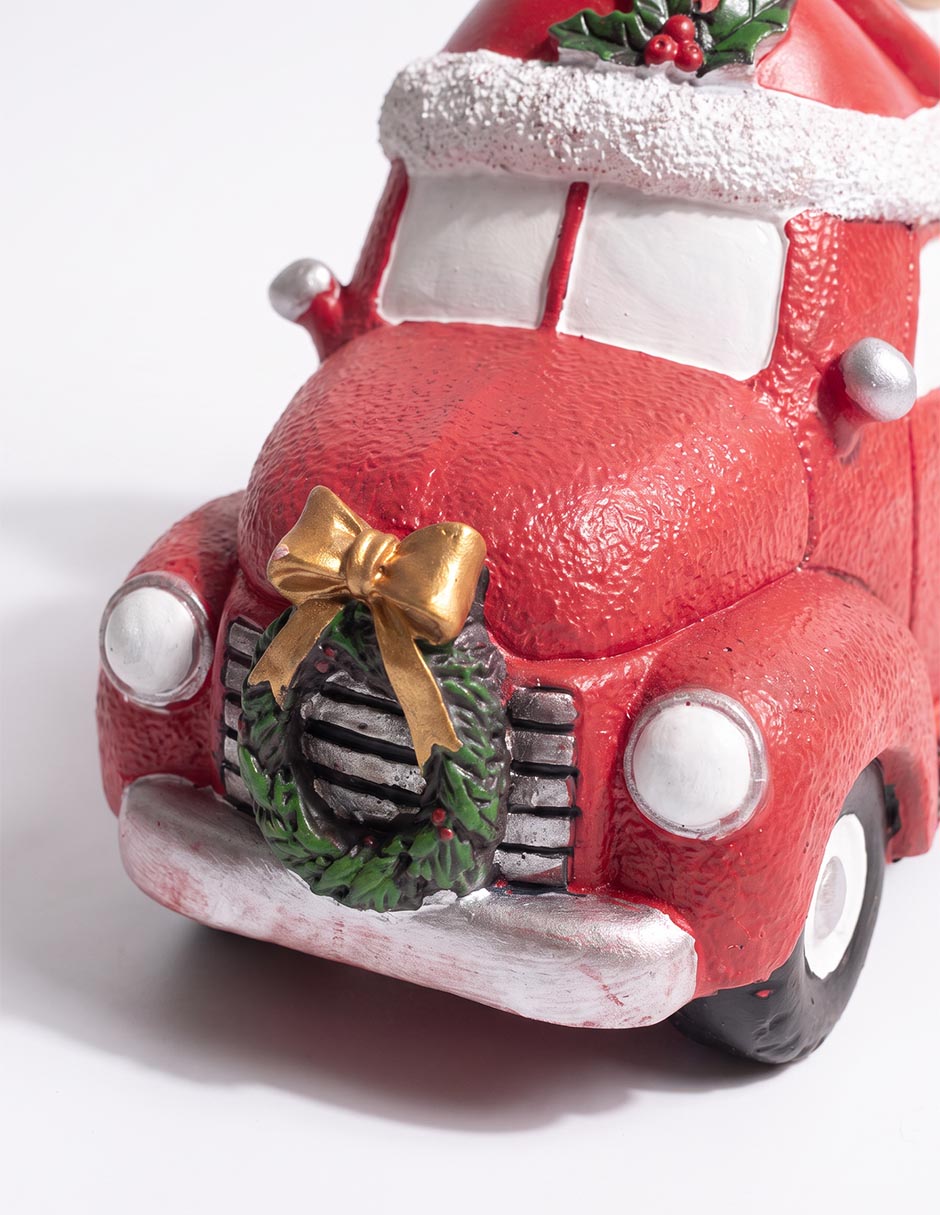 Figura decorativa navideña de auto de resina