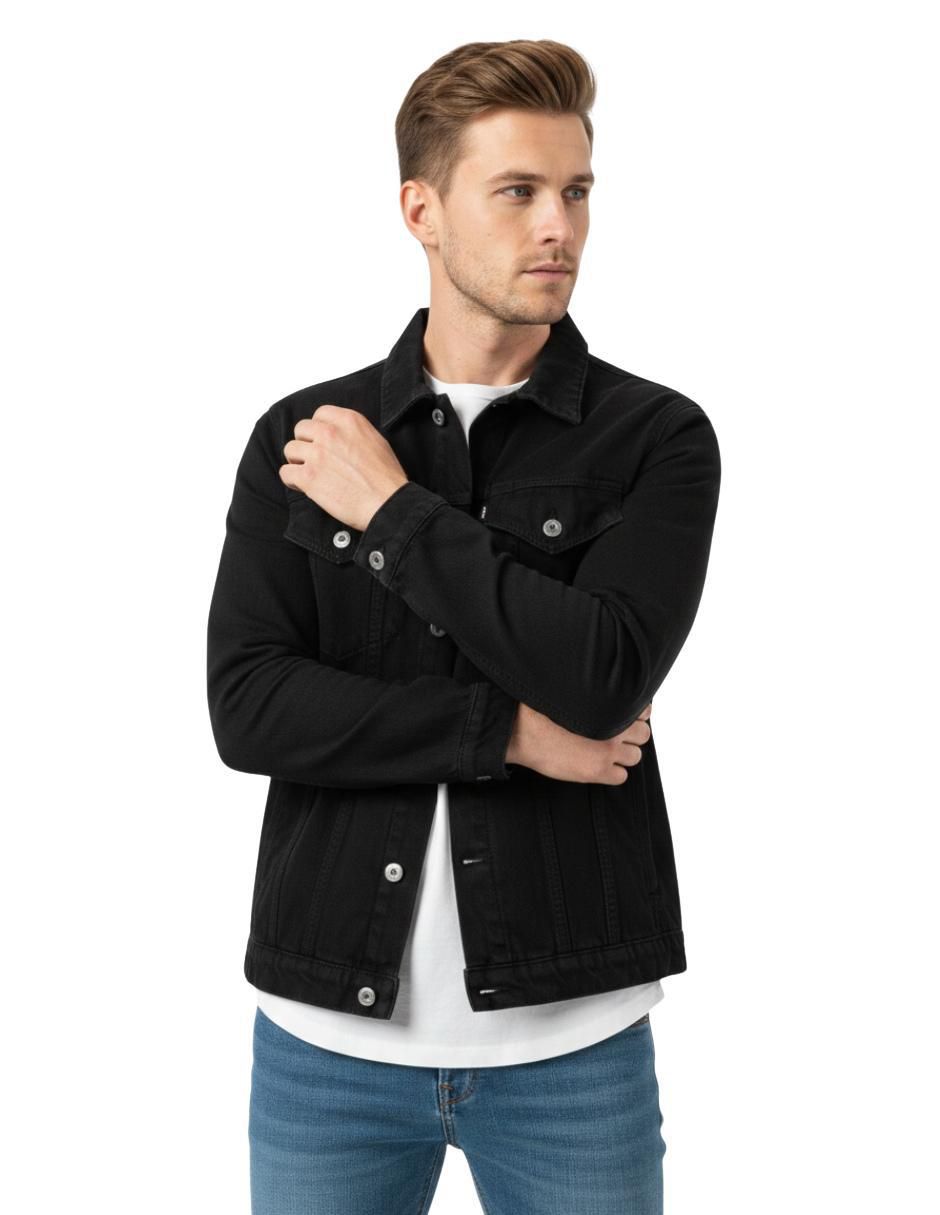 Chamarra denim de mezclilla con bolsillos para hombre