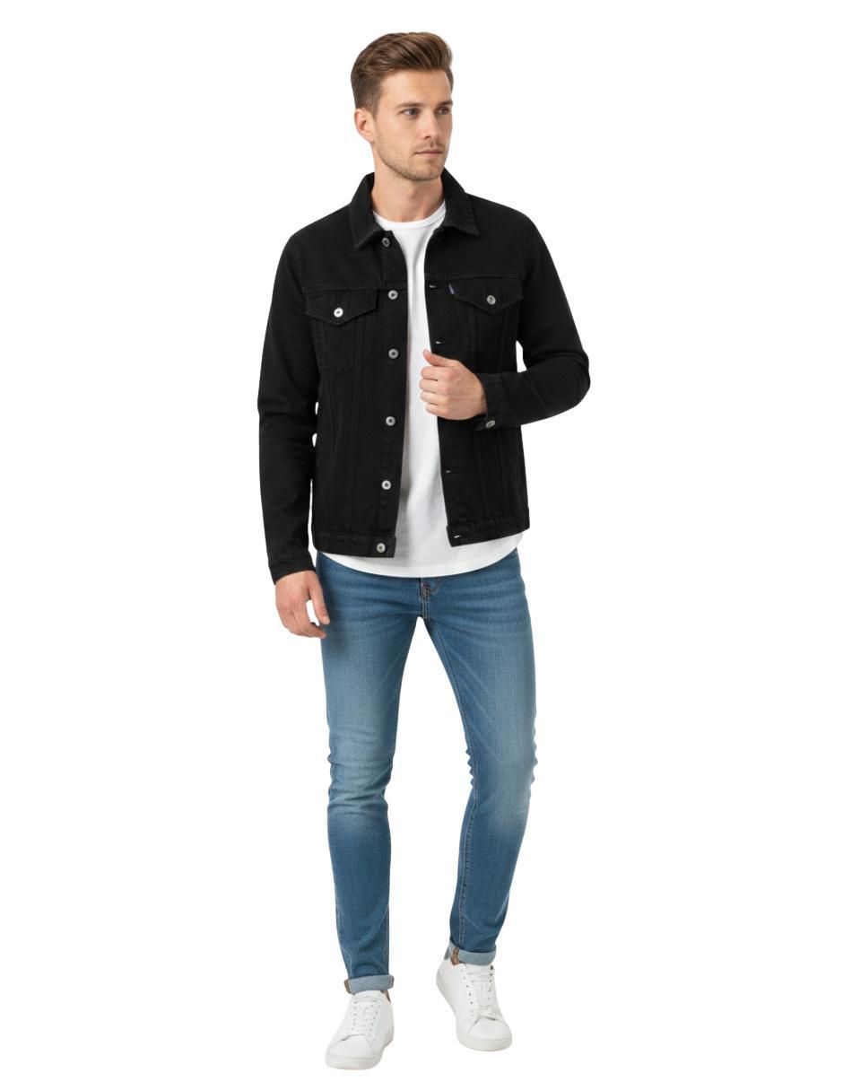 Chamarra denim de mezclilla con bolsillos para hombre 3