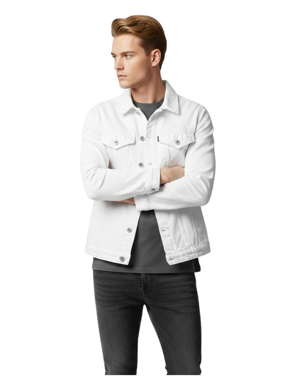 Chamarra denim de mezclilla con bolsillos para hombre