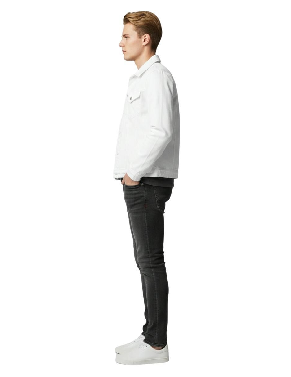Chamarra denim de mezclilla con bolsillos para hombre
