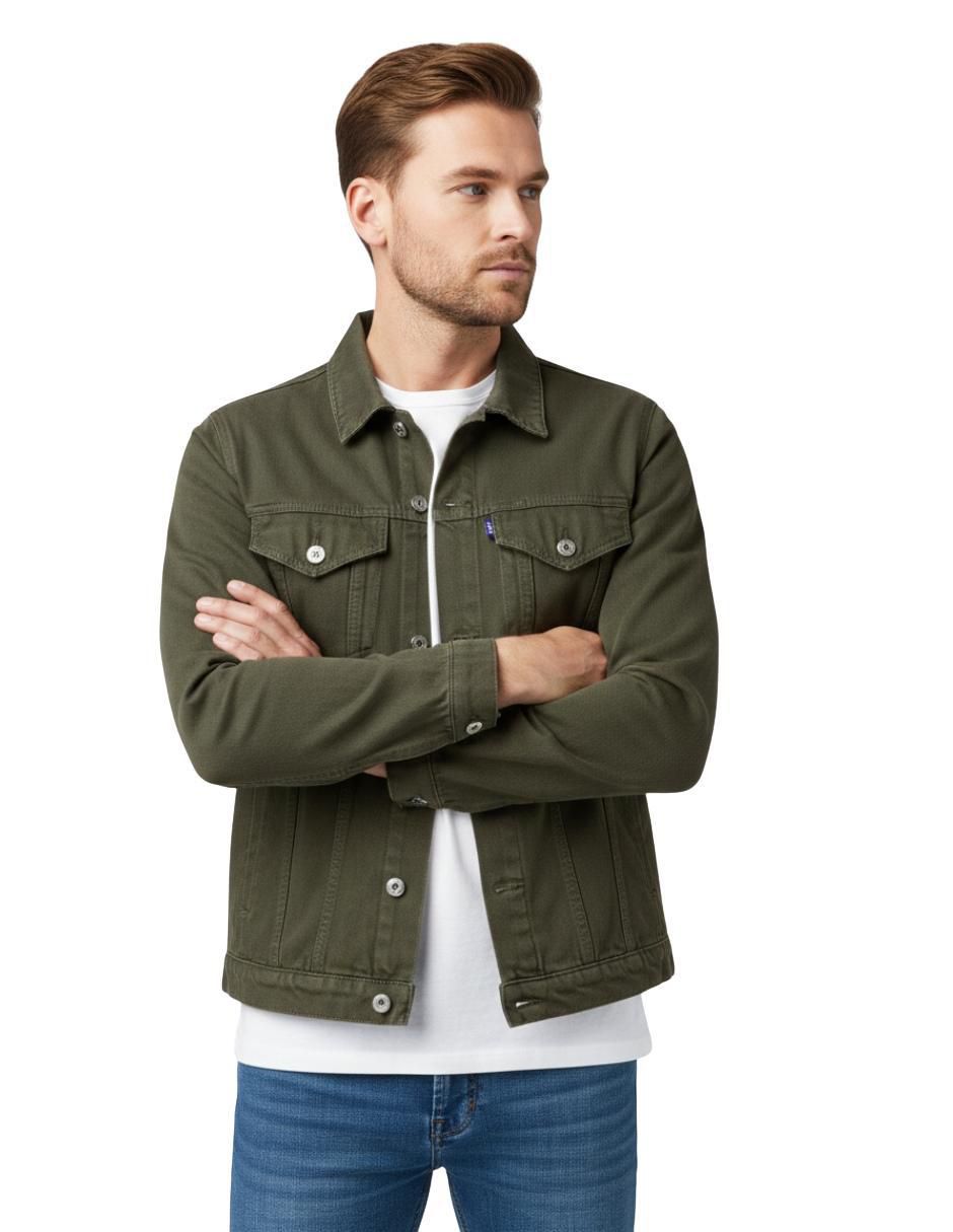 Chamarra denim de mezclilla con bolsillos para hombre