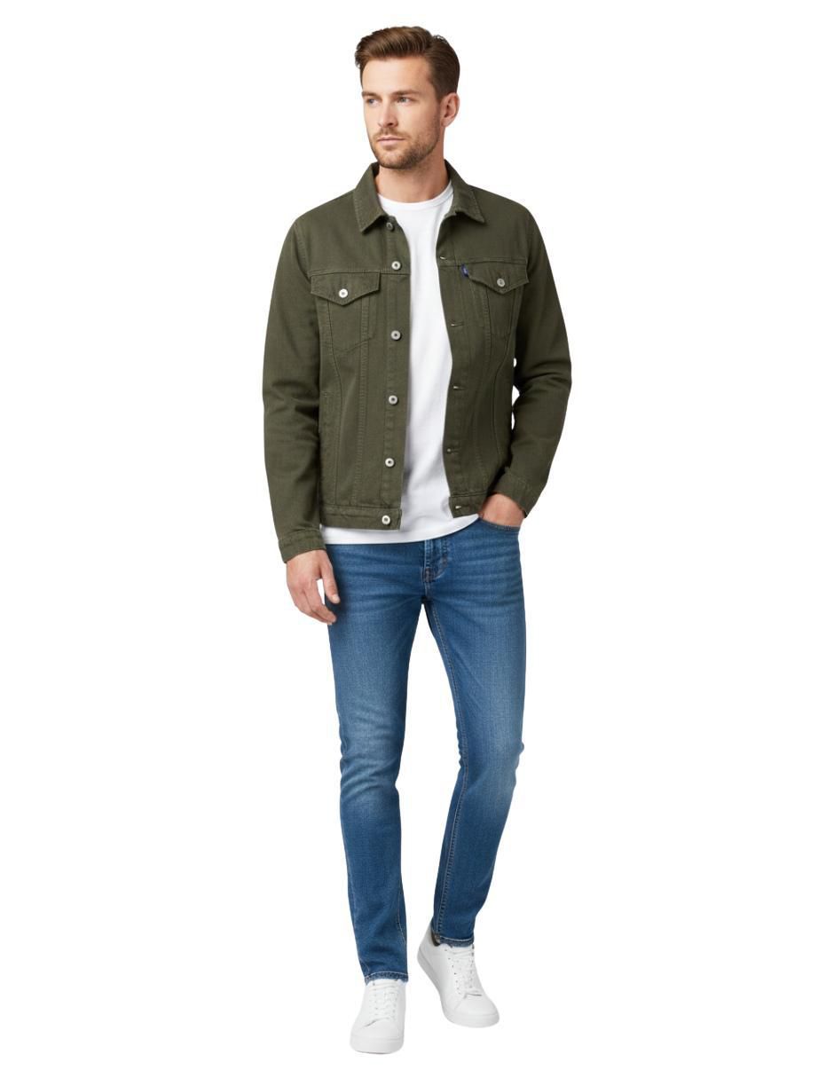Chamarra denim de mezclilla con bolsillos para hombre