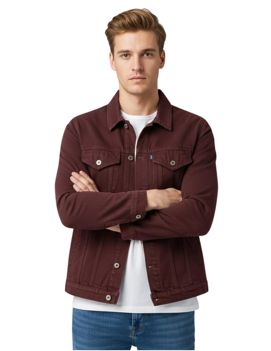Chamarra denim de mezclilla con bolsillos para hombre