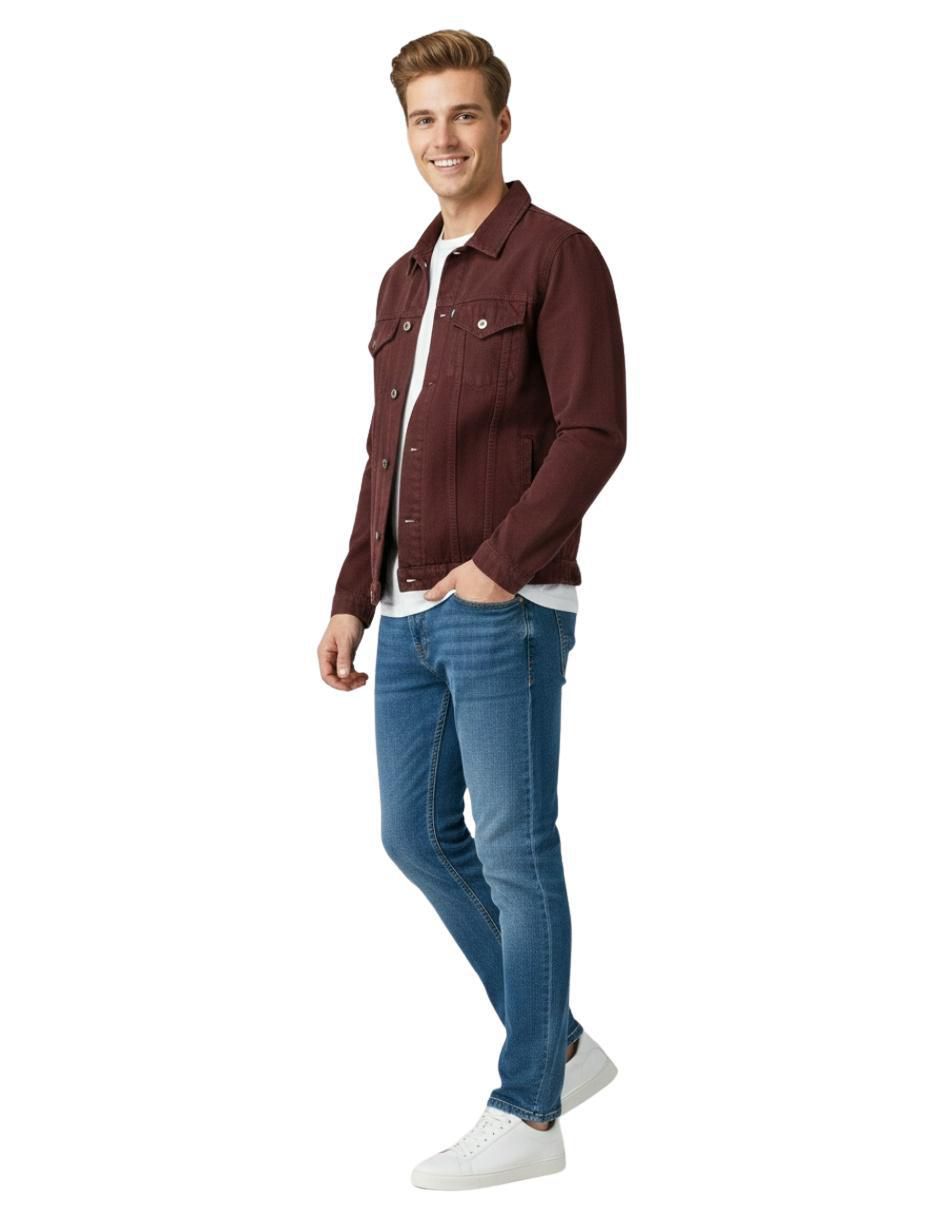 Chamarra denim de mezclilla con bolsillos para hombre