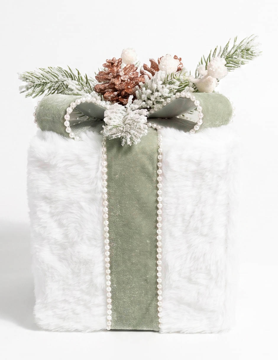 Figura decorativa de caja navideña christmas spirit 1