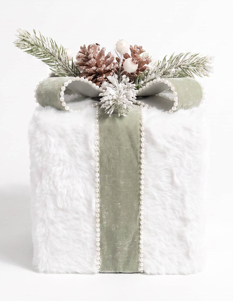 Figura decorativa de caja navideña christmas spirit
