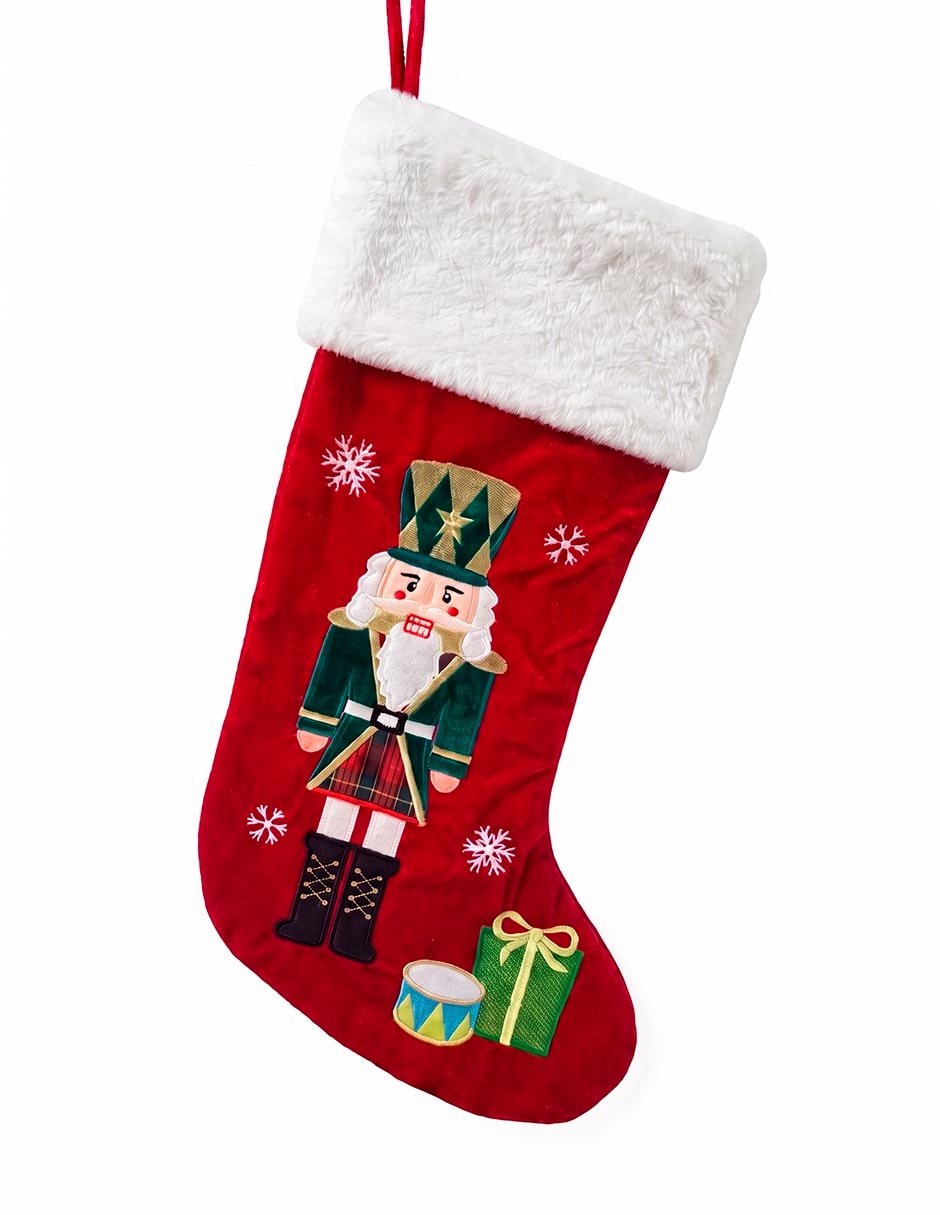 Bota navideña cascanueces estampado navideño