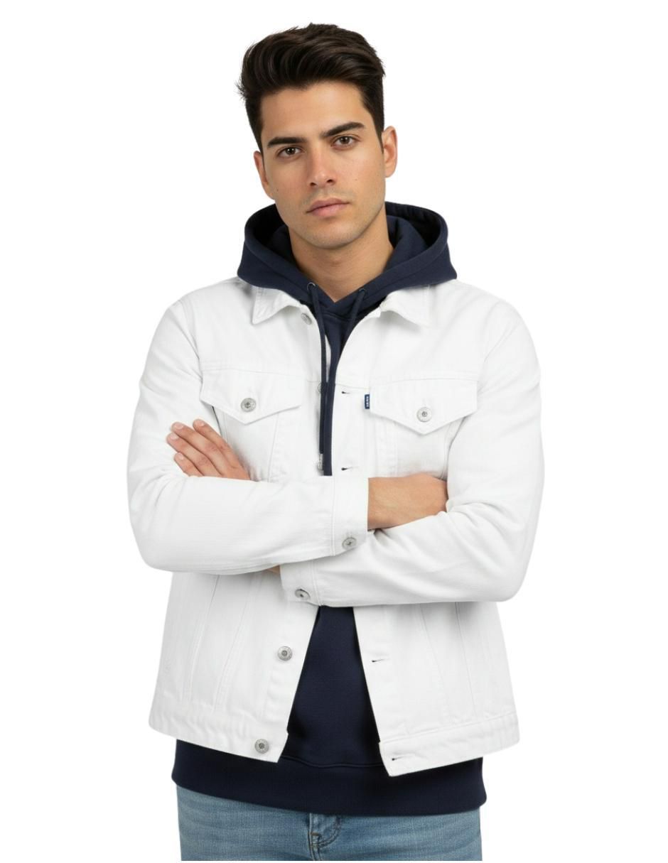 Chamarra denim de mezclilla con bolsillos para hombre