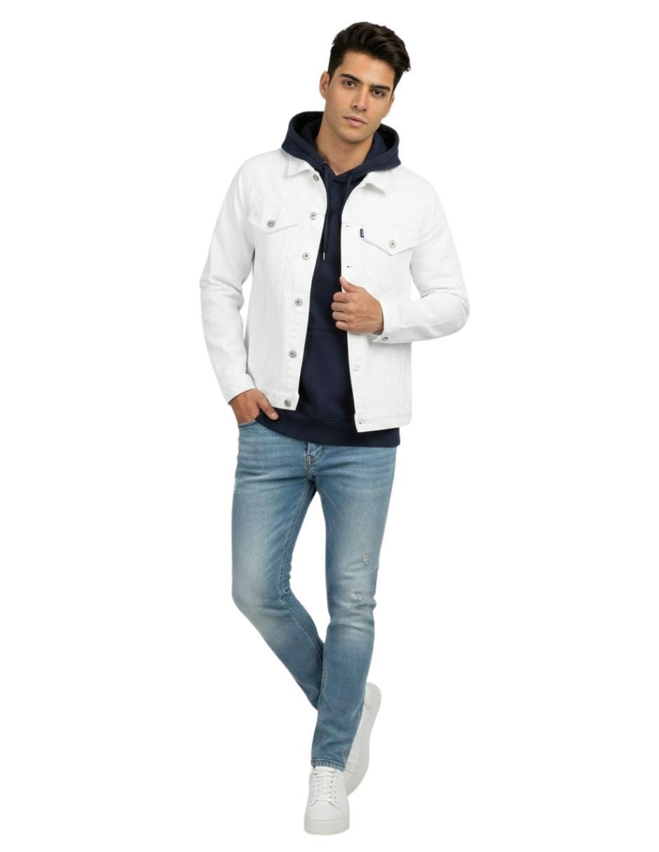 Chamarra denim de mezclilla con bolsillos para hombre 6