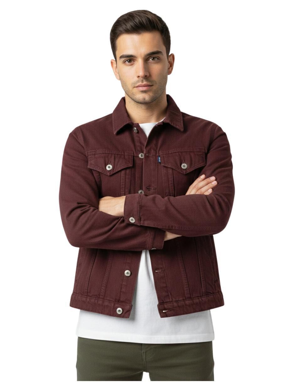 Chamarra denim de mezclilla con bolsillos para hombre Chamarra denim de mezclilla con bolsillos para hombre
