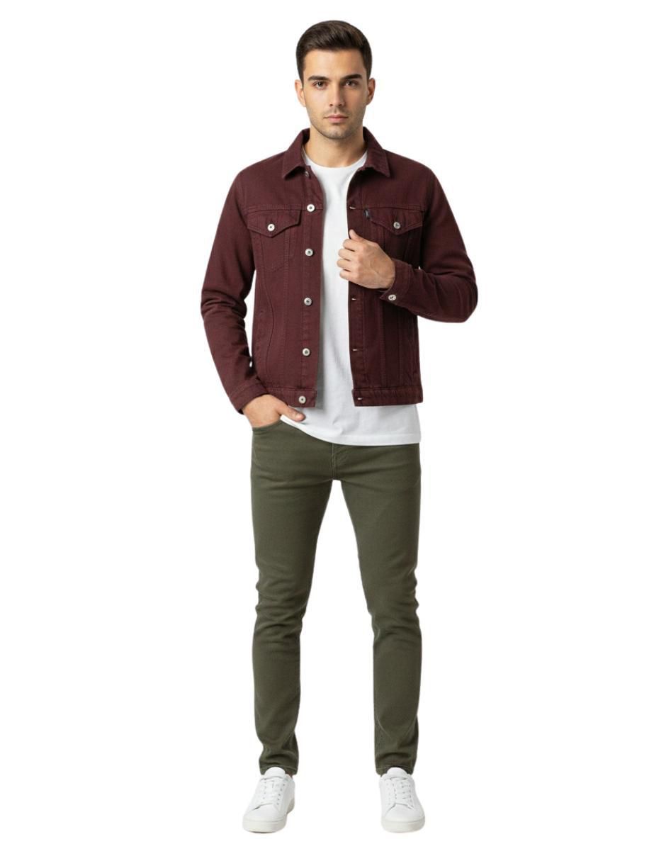 Chamarra denim de mezclilla con bolsillos para hombre