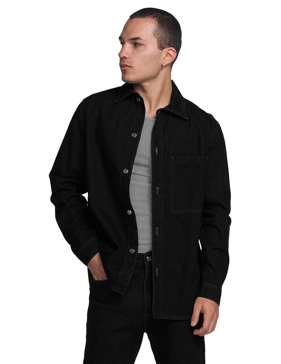 Sobrecamisa casual de mezclilla manga larga para hombre Sobrecamisa casual de mezclilla manga larga para hombre