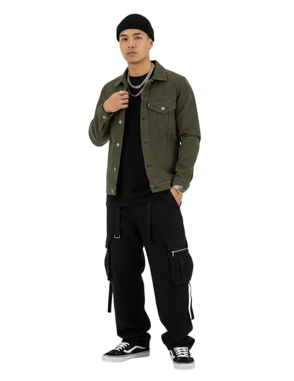 Chamarra denim de mezclilla con bolsillos para hombre