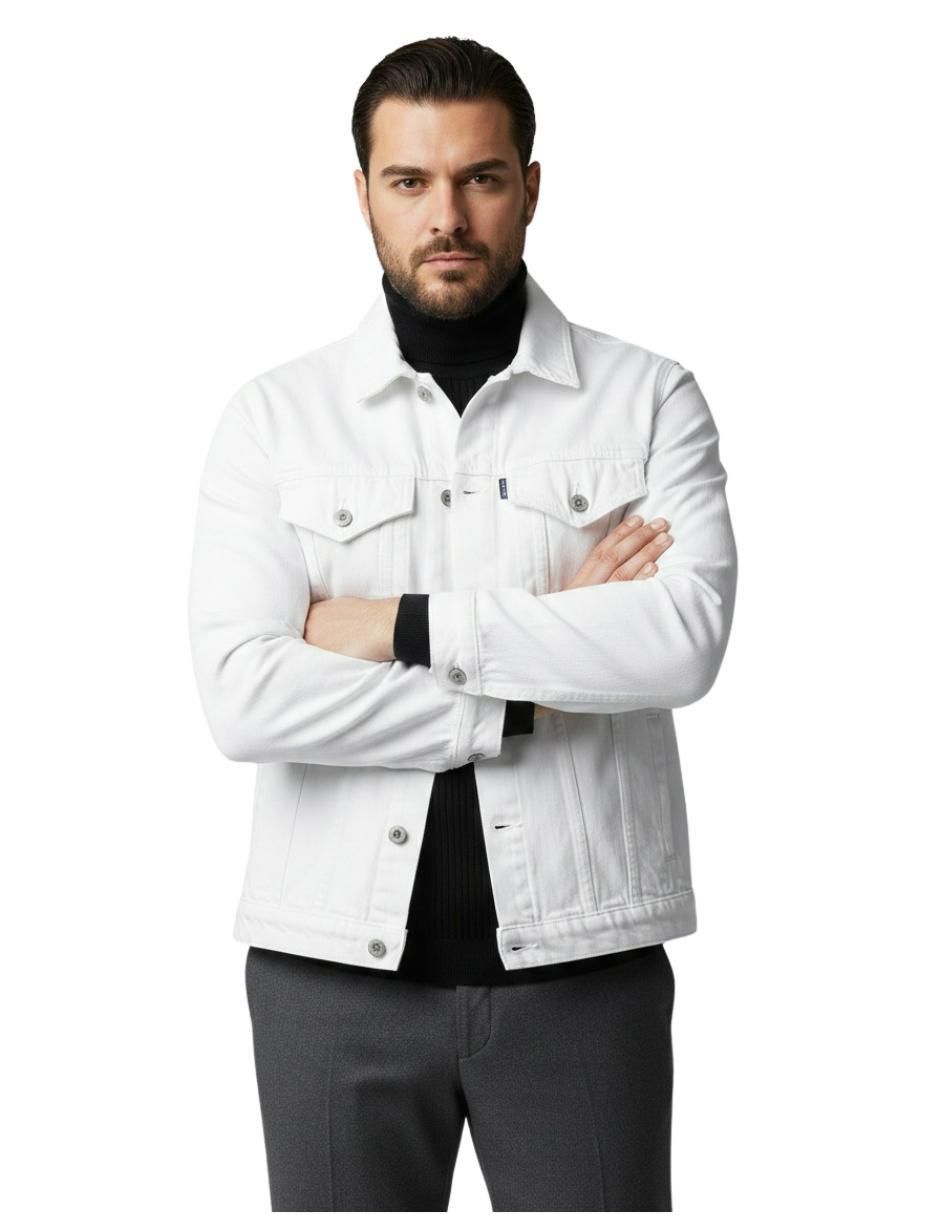Chamarra denim de mezclilla con bolsillos para hombre