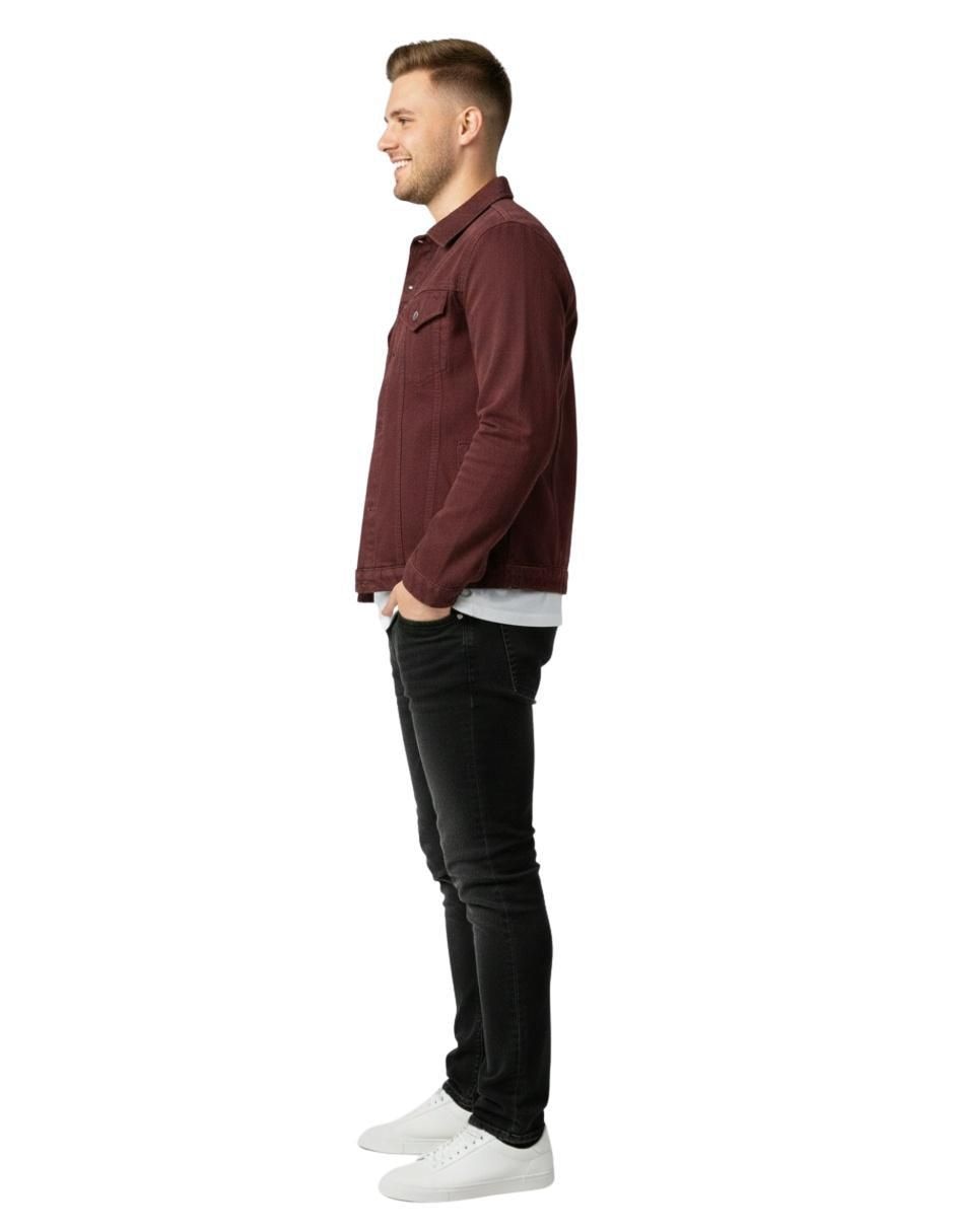 Chamarra denim de mezclilla con bolsillos para hombre