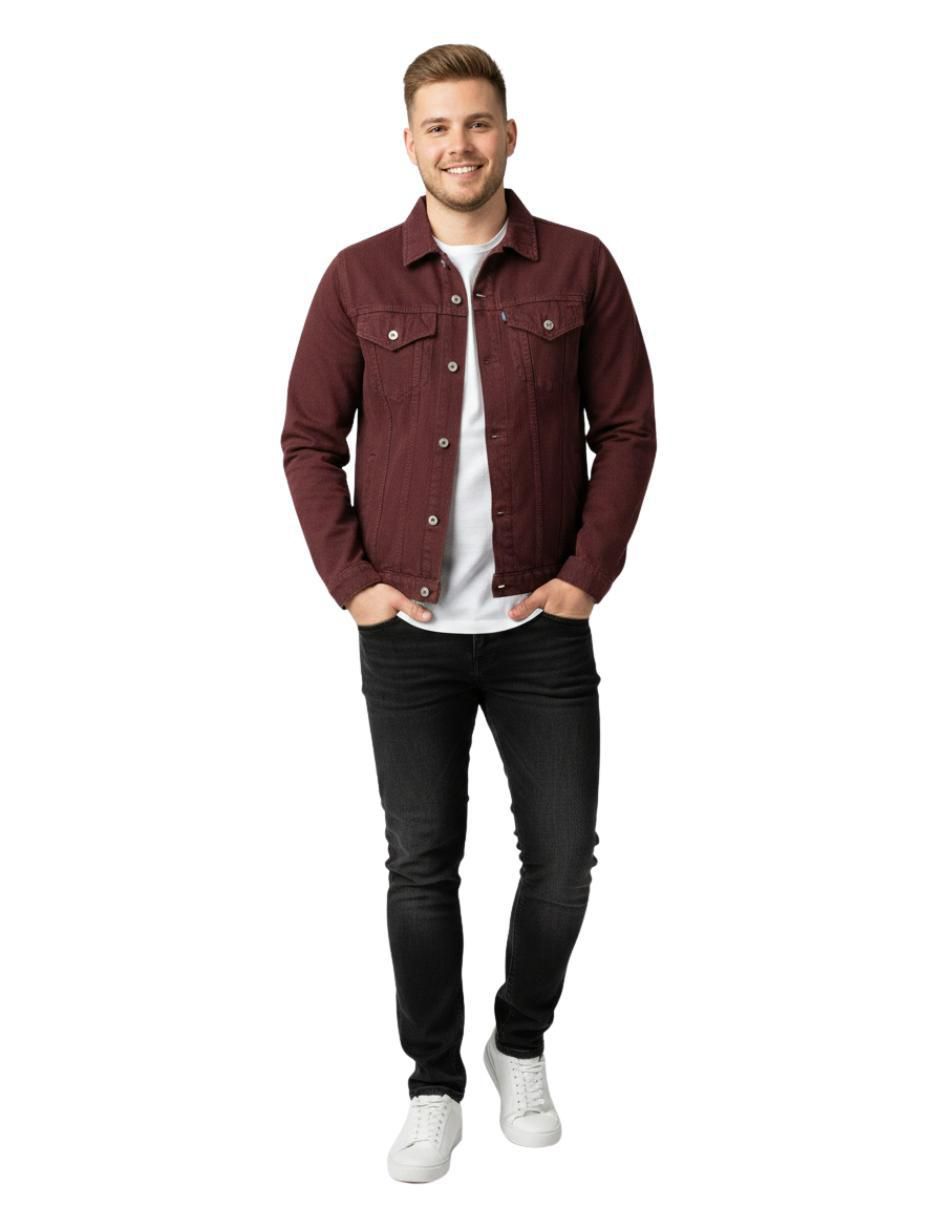 Chamarra denim de mezclilla con bolsillos para hombre