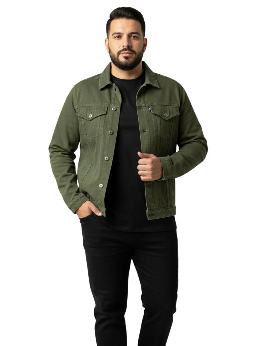Chamarra denim de mezclilla con bolsillos para hombre