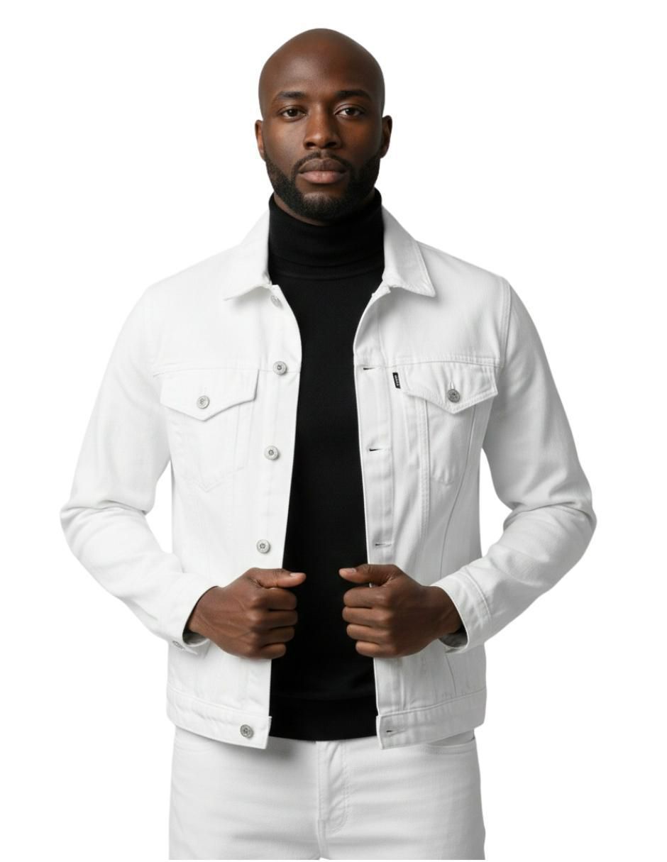 Chamarra denim de mezclilla con bolsillos para hombre