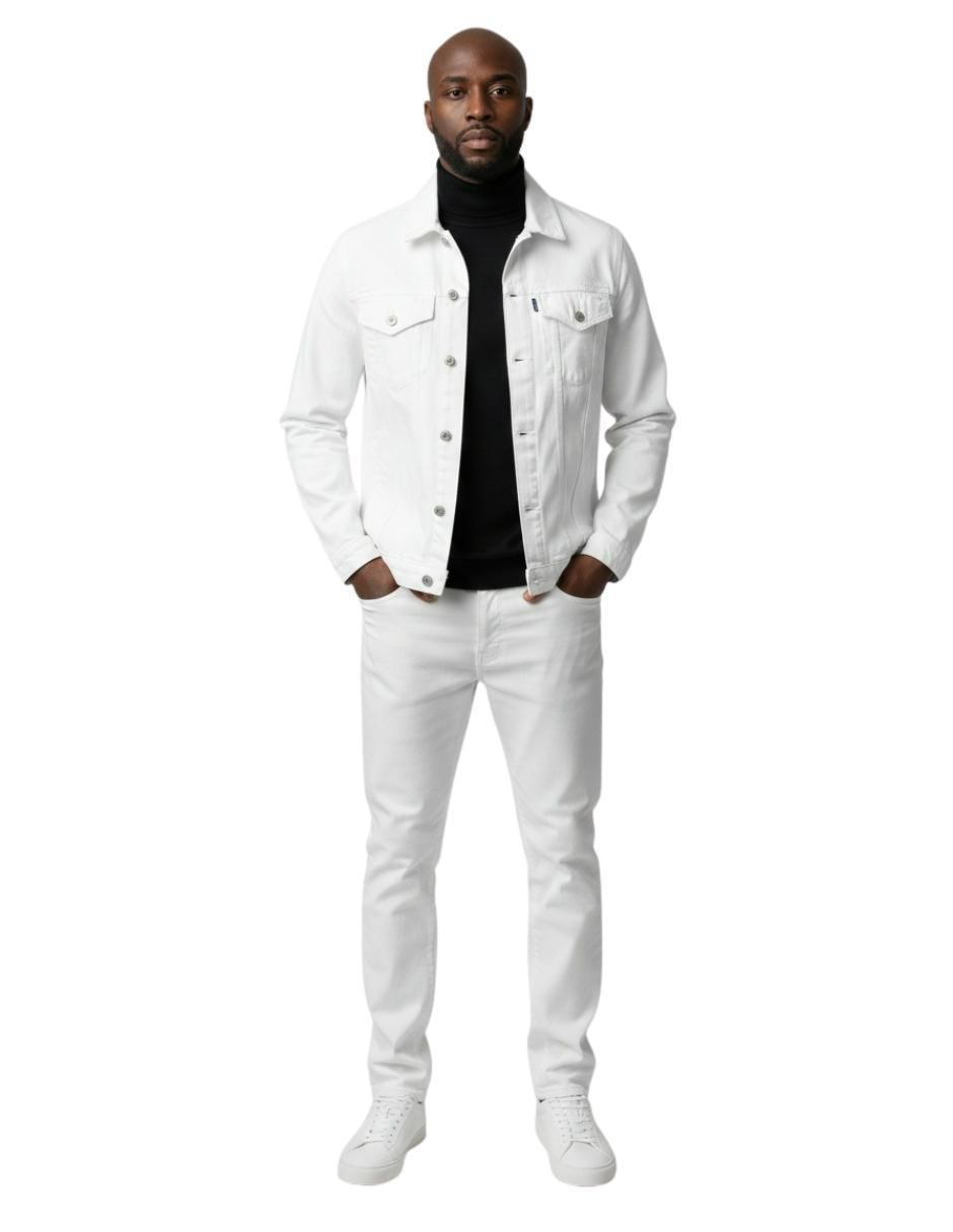 Chamarra denim de mezclilla con bolsillos para hombre