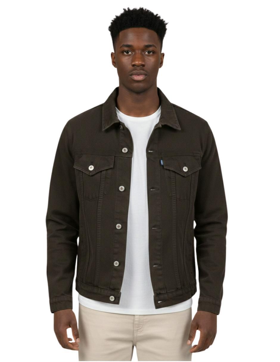 Chamarra denim de mezclilla con bolsillos para hombre