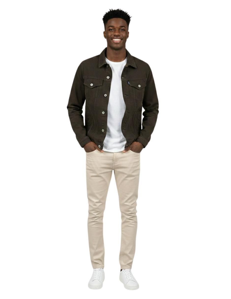 Chamarra denim de mezclilla con bolsillos para hombre