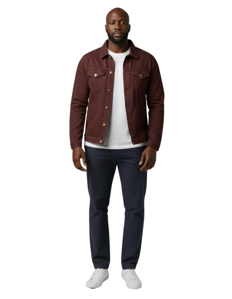Chamarra denim de mezclilla con bolsillos para hombre