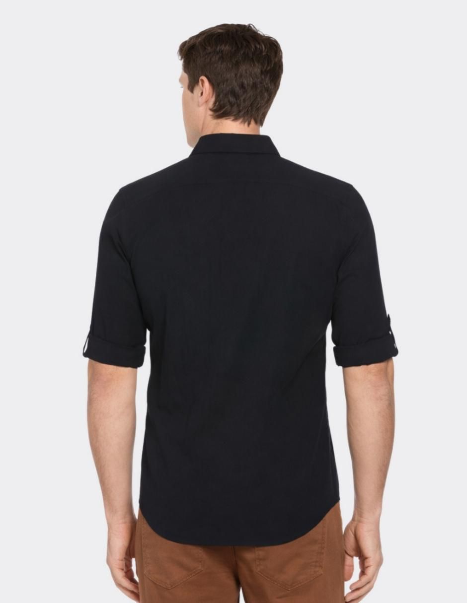 Camisa casual perry ellis de algodón manga corta para hombre