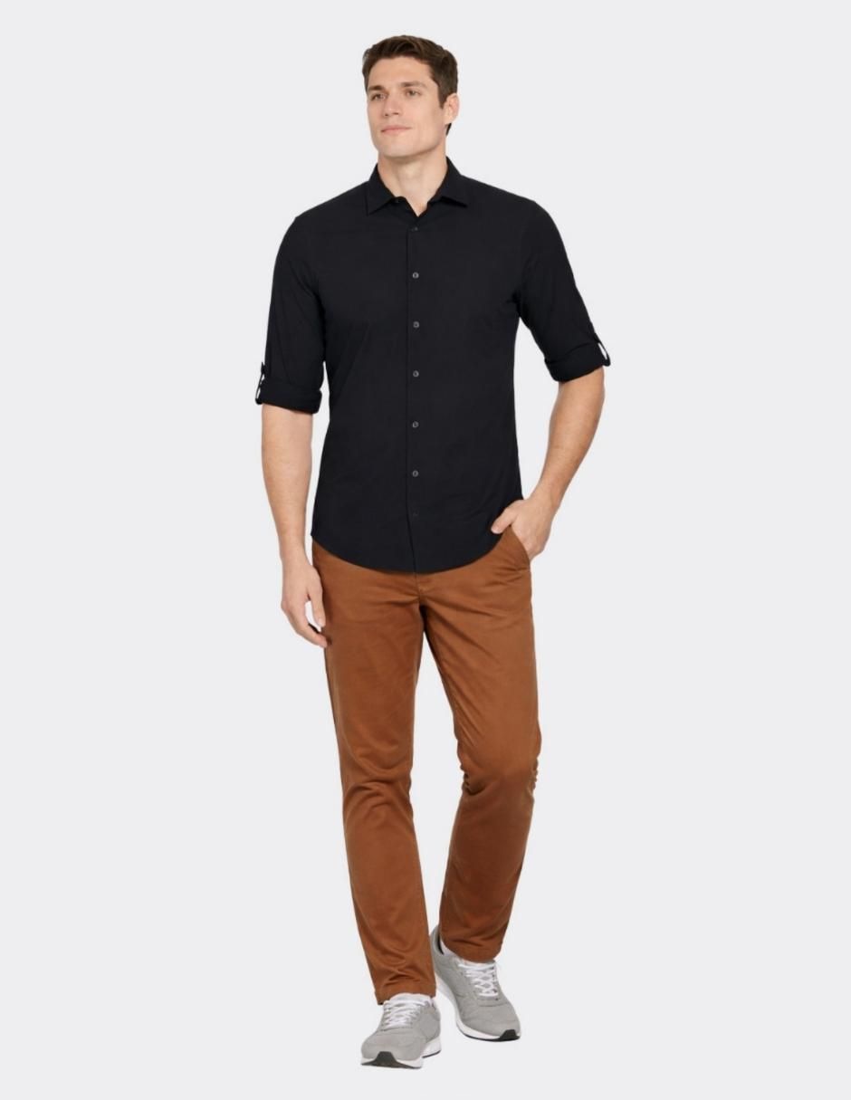 Camisa casual perry ellis de algodón manga corta para hombre