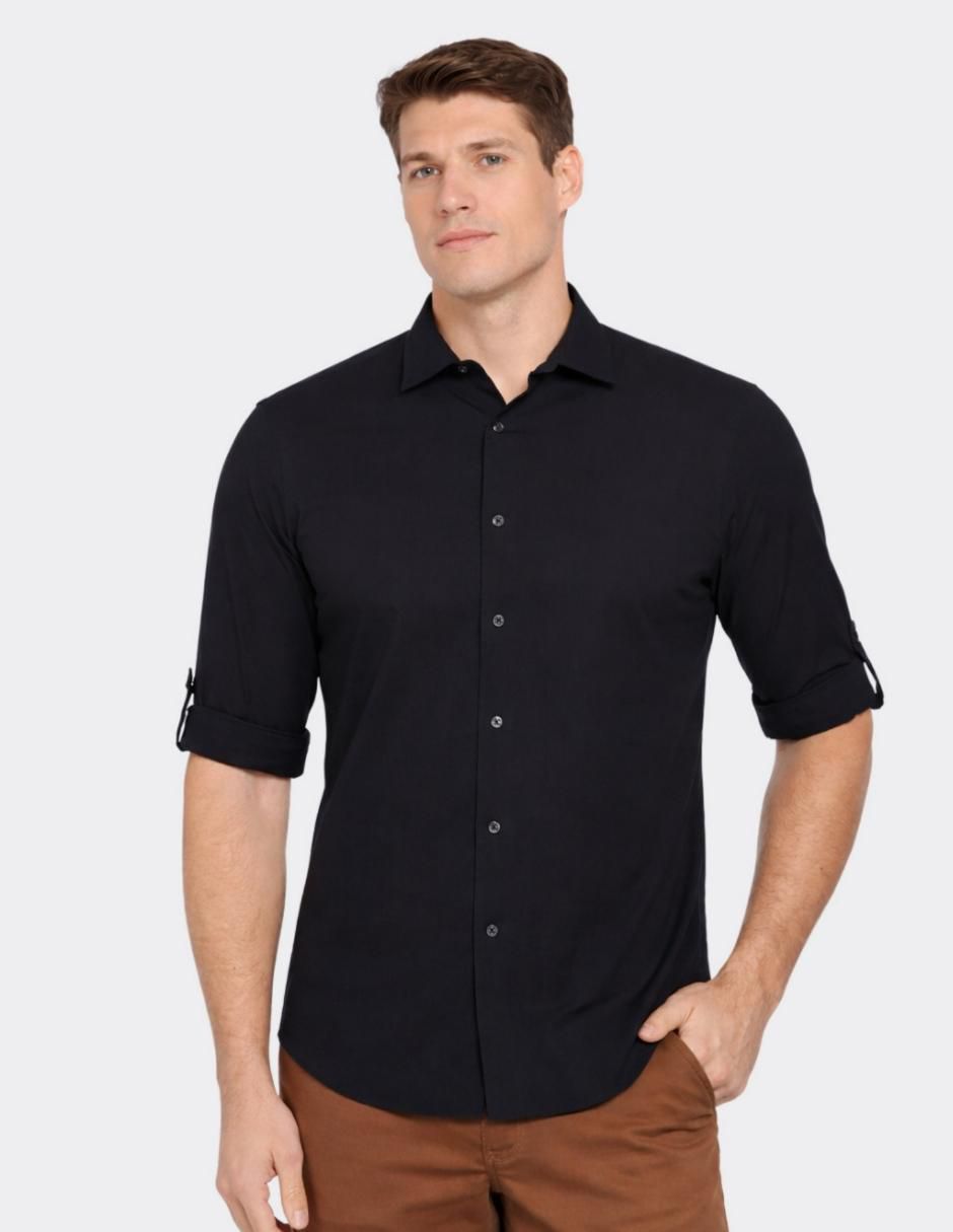 Camisa casual perry ellis de algodón manga corta para hombre