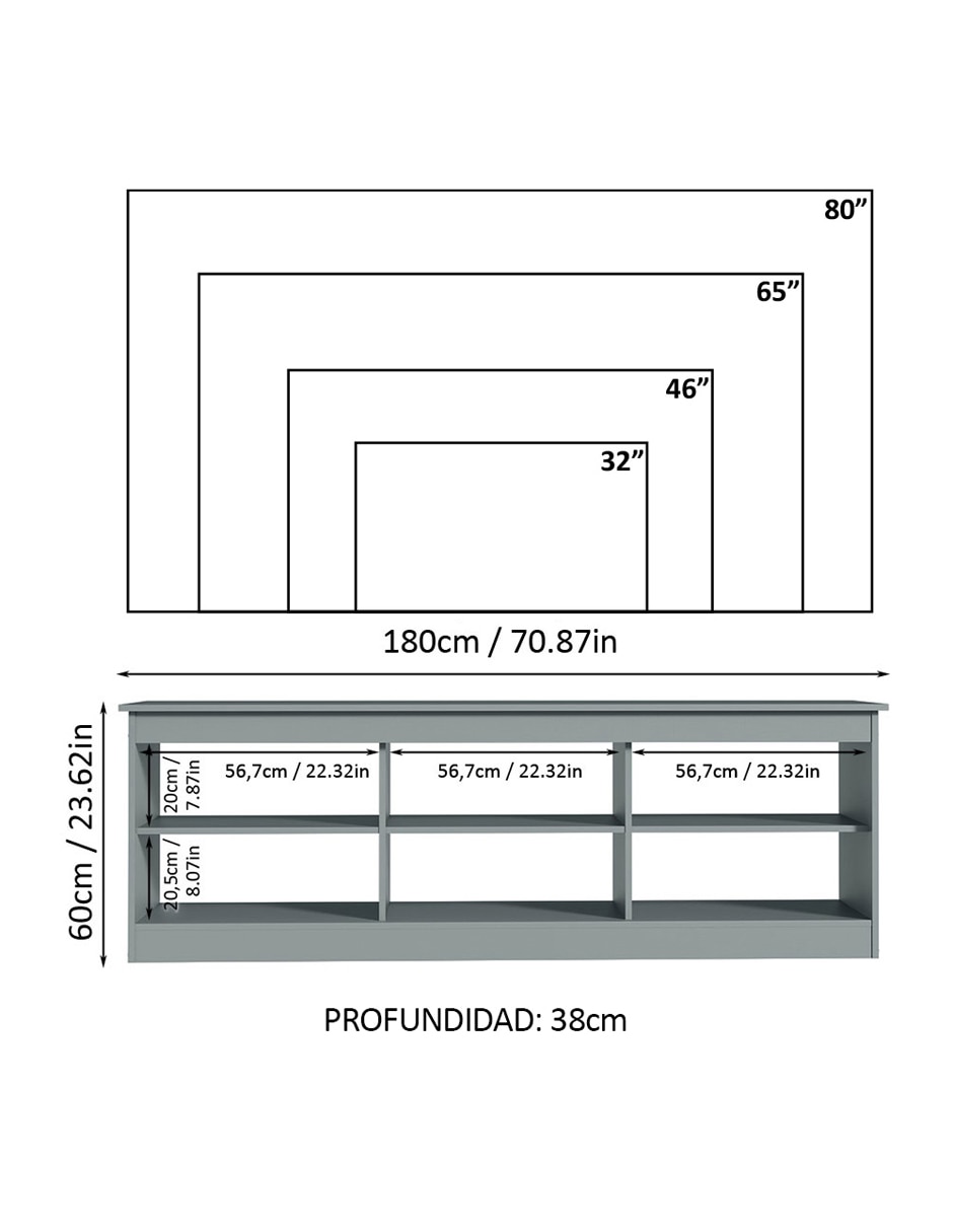 Mueble de tv armable de MDP 20