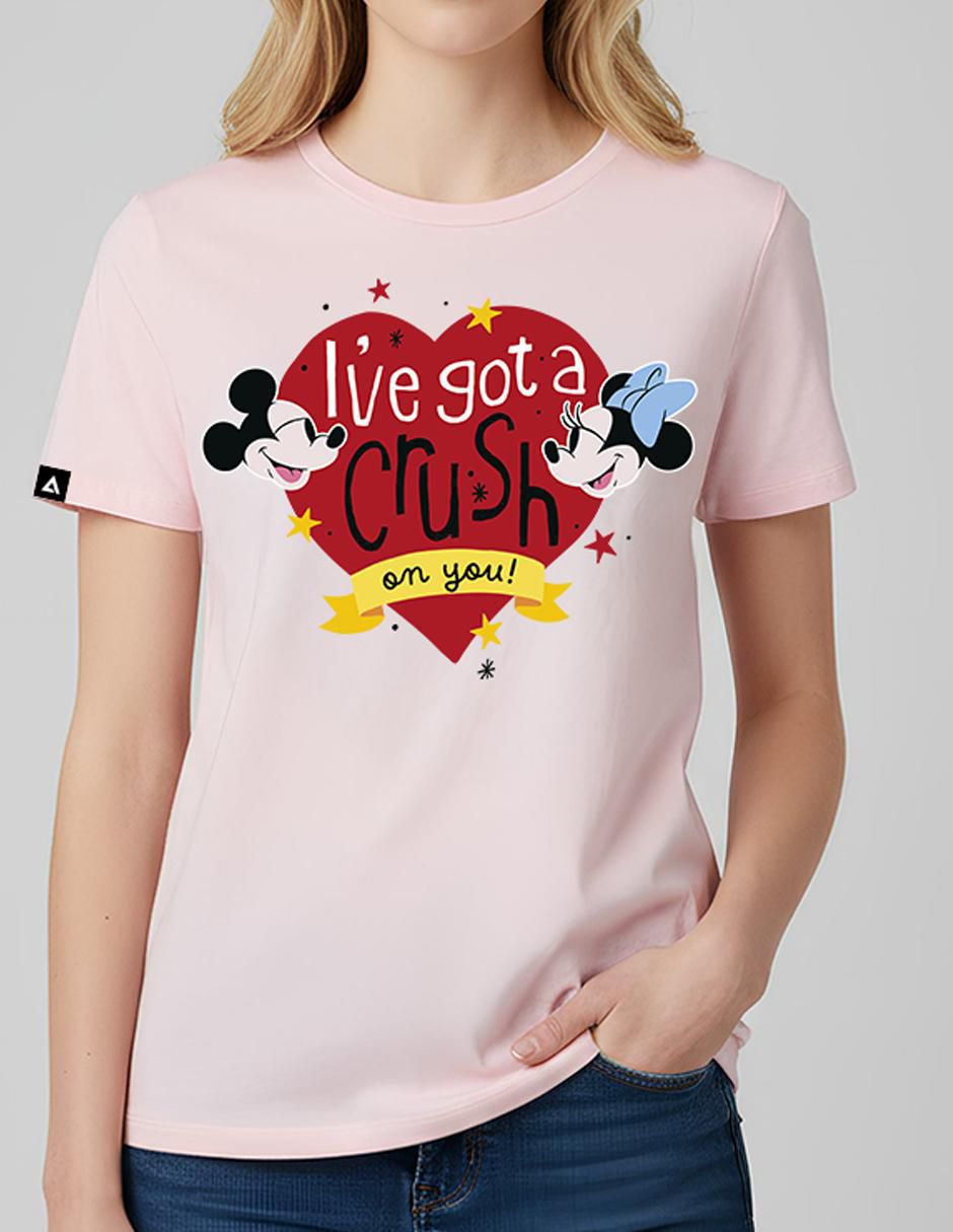 Playera manga corta disney mickey mouse cuello redondo para mujer