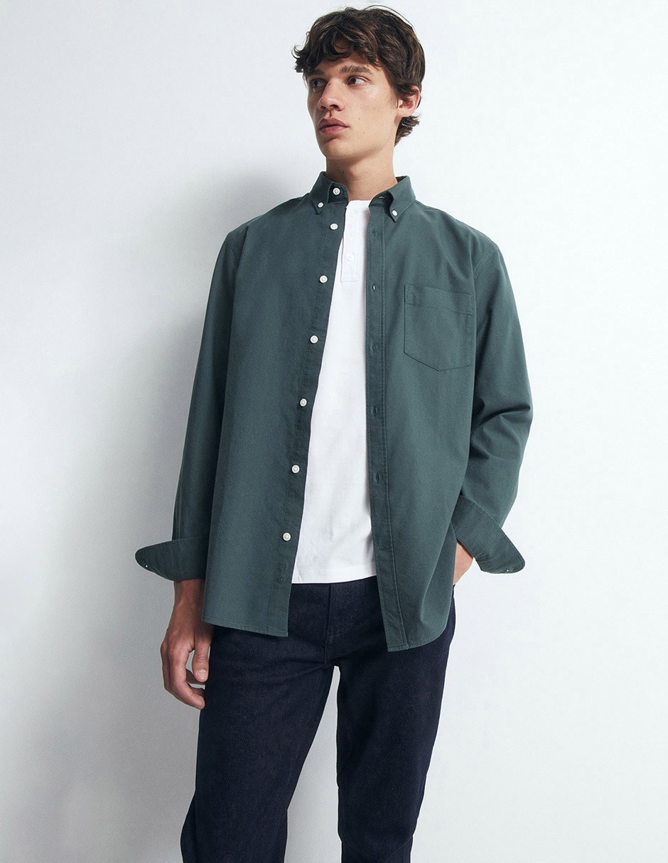 Sobrecamisa casual de algodón manga larga para hombre Sobrecamisa casual de algodón manga larga para hombre