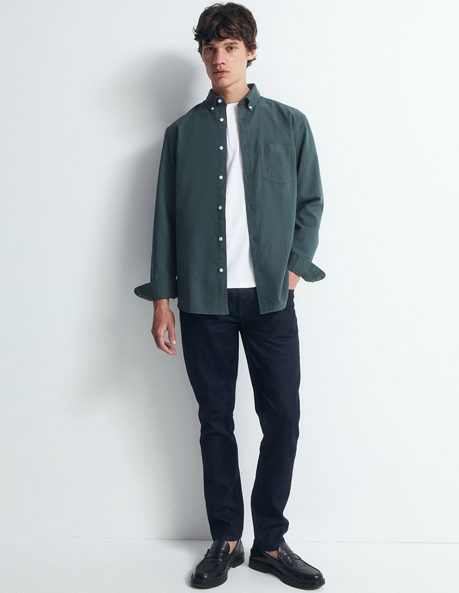 Sobrecamisa casual de algodón manga larga para hombre 5