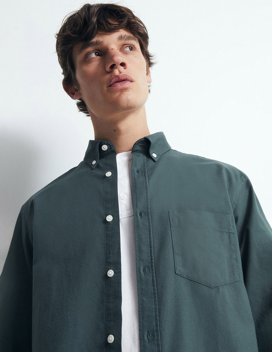 Sobrecamisa casual de algodón manga larga para hombre 4