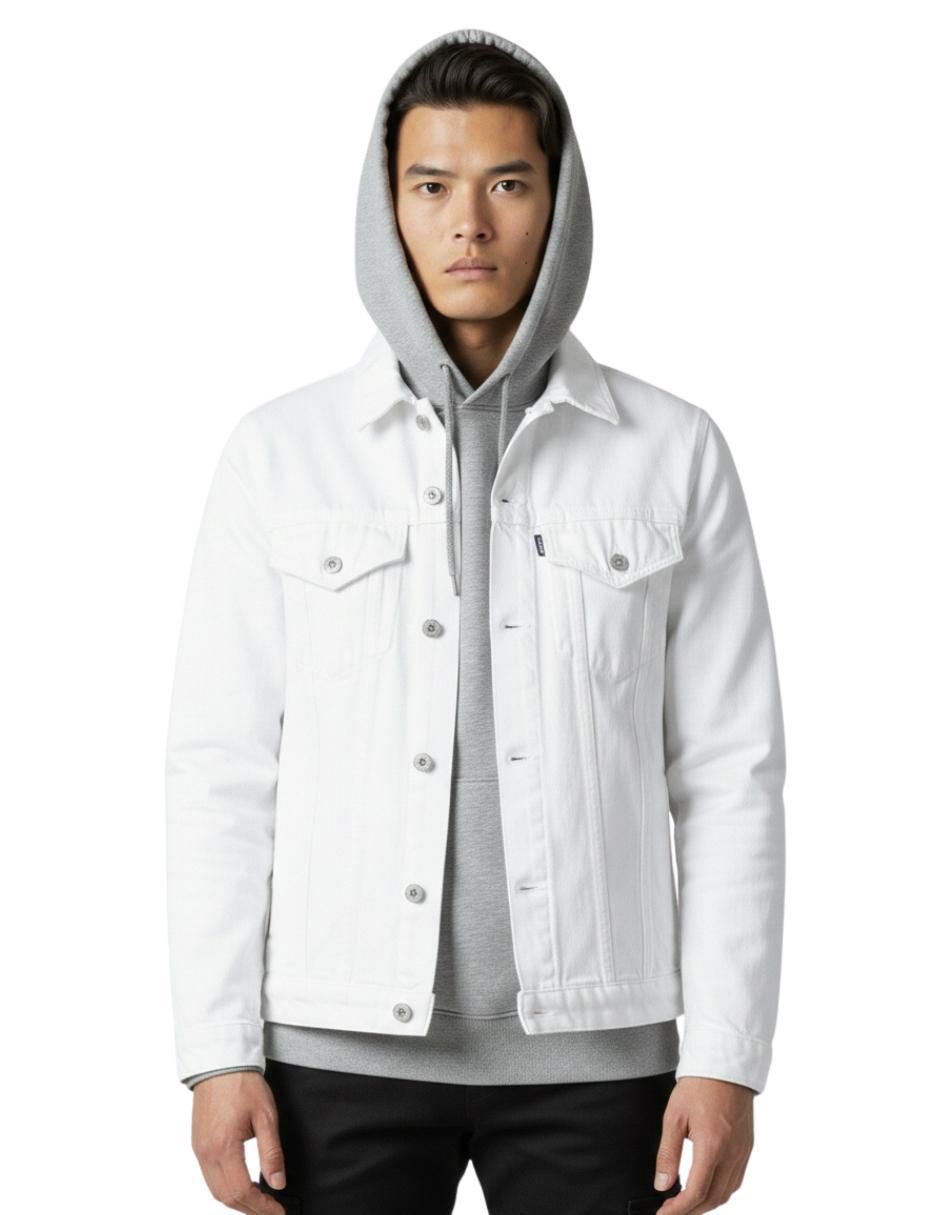 Chamarra denim de mezclilla con bolsillos para hombre