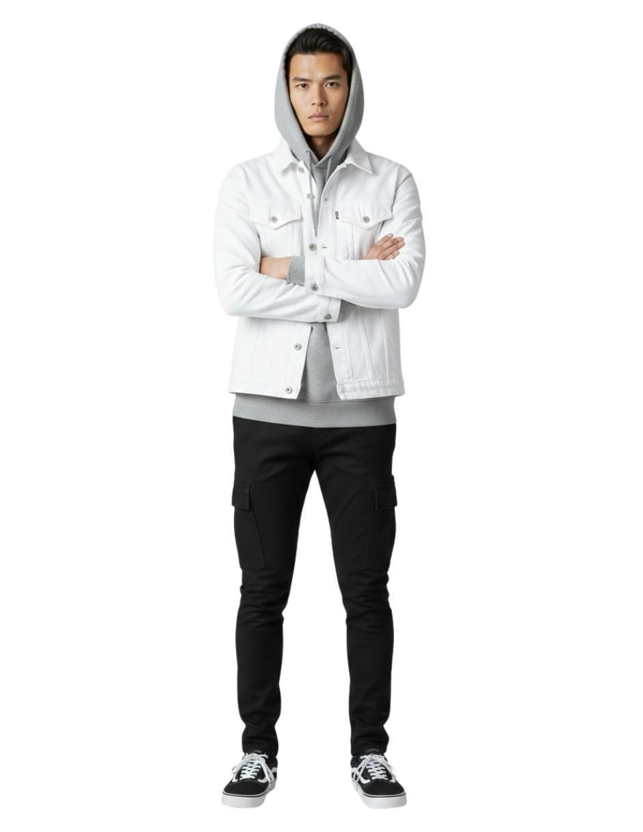 Chamarra denim de mezclilla con bolsillos para hombre