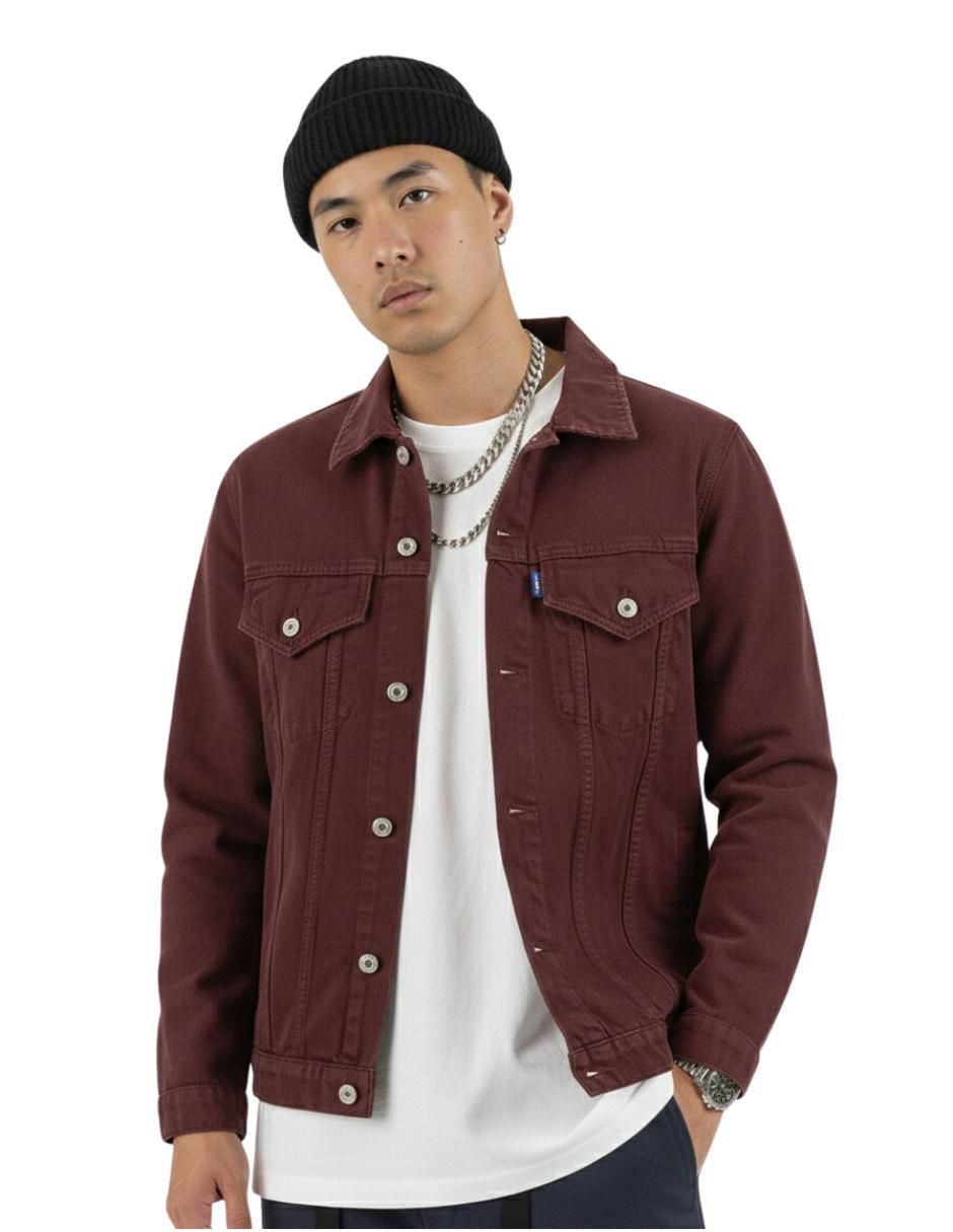 Chamarra denim de mezclilla con bolsillos para hombre Chamarra denim de mezclilla con bolsillos para hombre
