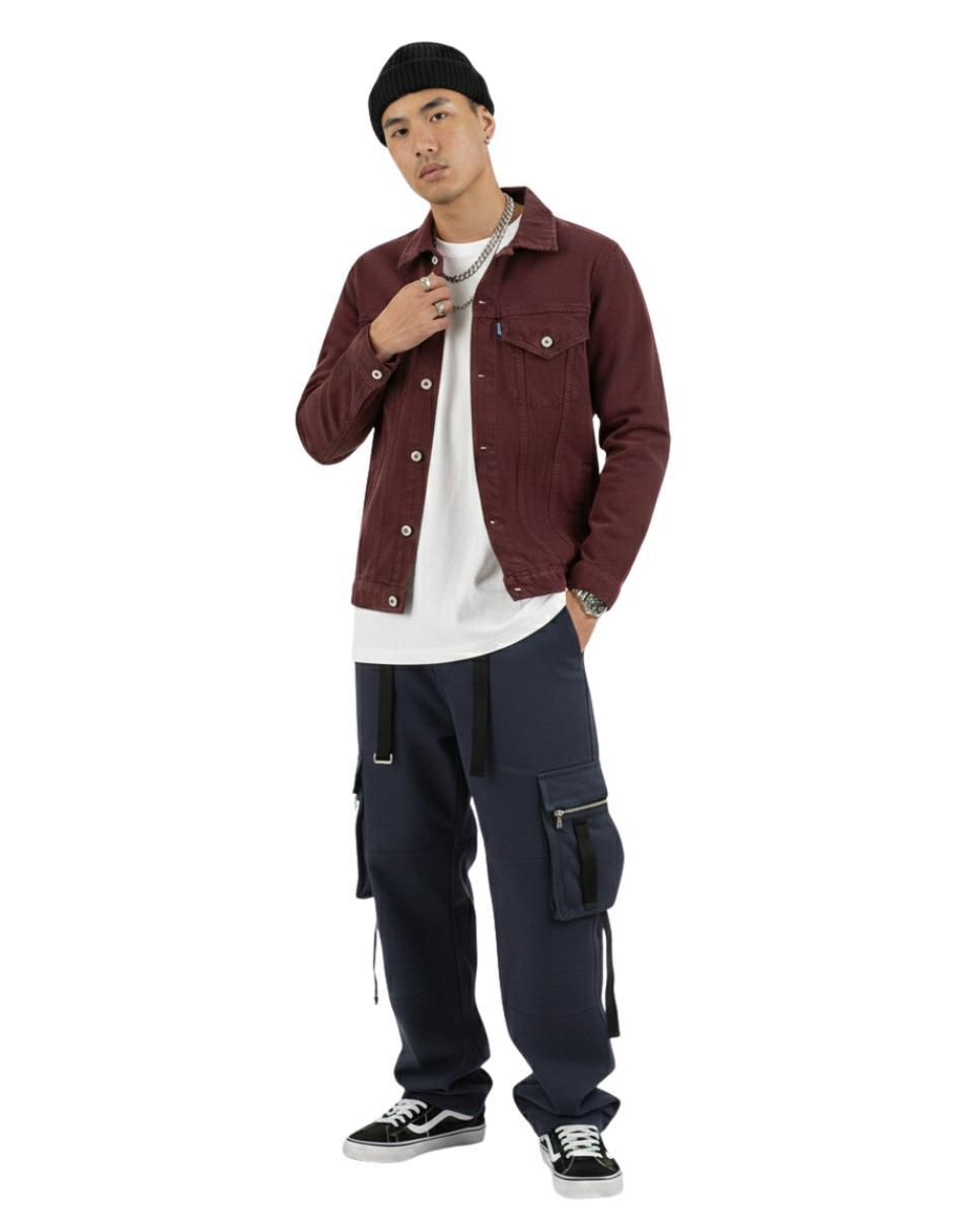 Chamarra denim de mezclilla con bolsillos para hombre