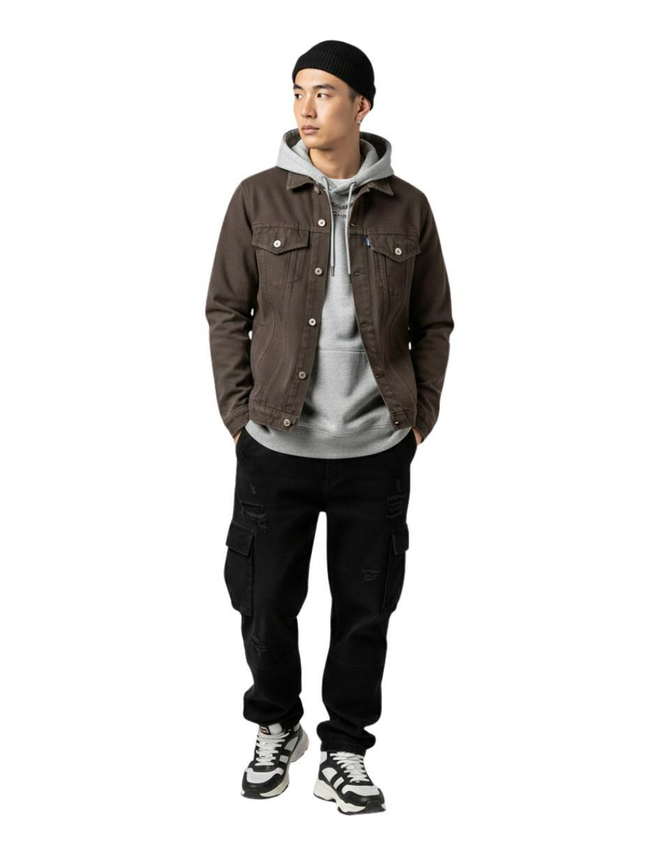 Chamarra denim de mezclilla con bolsillos para hombre